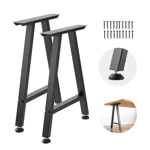 Table Legs 29.1 In High By 21.7 In Wide Trapezoid Steel Furniture Legs, Modular Design, Easy Assembly, 2204 Lbs Max Load, Heavy Duty Support For Home Office Desks, Coffee Tables, Dining Tables, Bar Tables, Set Of 2, Black