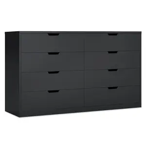 Sikaic 8 Drawers Dresser with Large Capacity Black Storage Cabinet Chest Storage Design Furniture