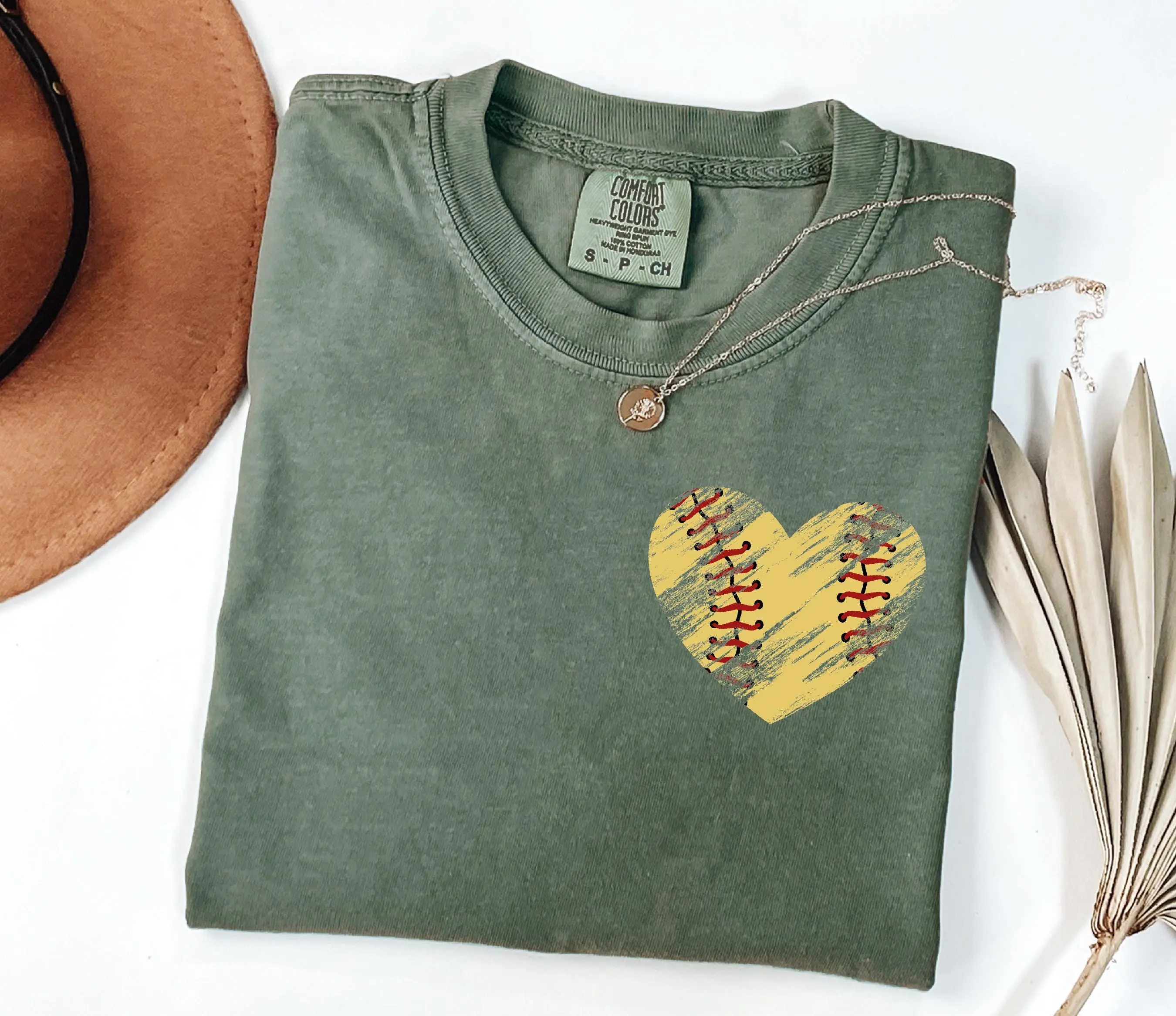 Retro Heart Softball Comfort Colors Tee - Softball Lover Gift, Softball Season Essential, Softball Mama Shirt, Perfect Softball Mom Game Day Tee