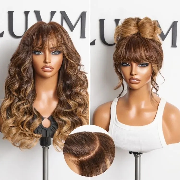 【LIVE】Luvme All-Day Comfort™ Wig Ombre Blonde Highlight Loose Body Wave Glueless 7x6 Closure HD Lace Human Hair Wig with Bangs Pre-Cut Lace