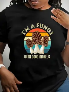 100% Cotton Unisex 100% cotton Retro I’M A FUNGI with GOOD MORELS Funny Morel Meme T-Shirt women graphic shirts
