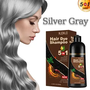 Silver Gray Hair Dye Shampoo 5-in-1, Instant Coloring, Long-Lasting Herbal Formula, Nourishing Haircare, Portable, Unisex, 6.76 Fl Oz