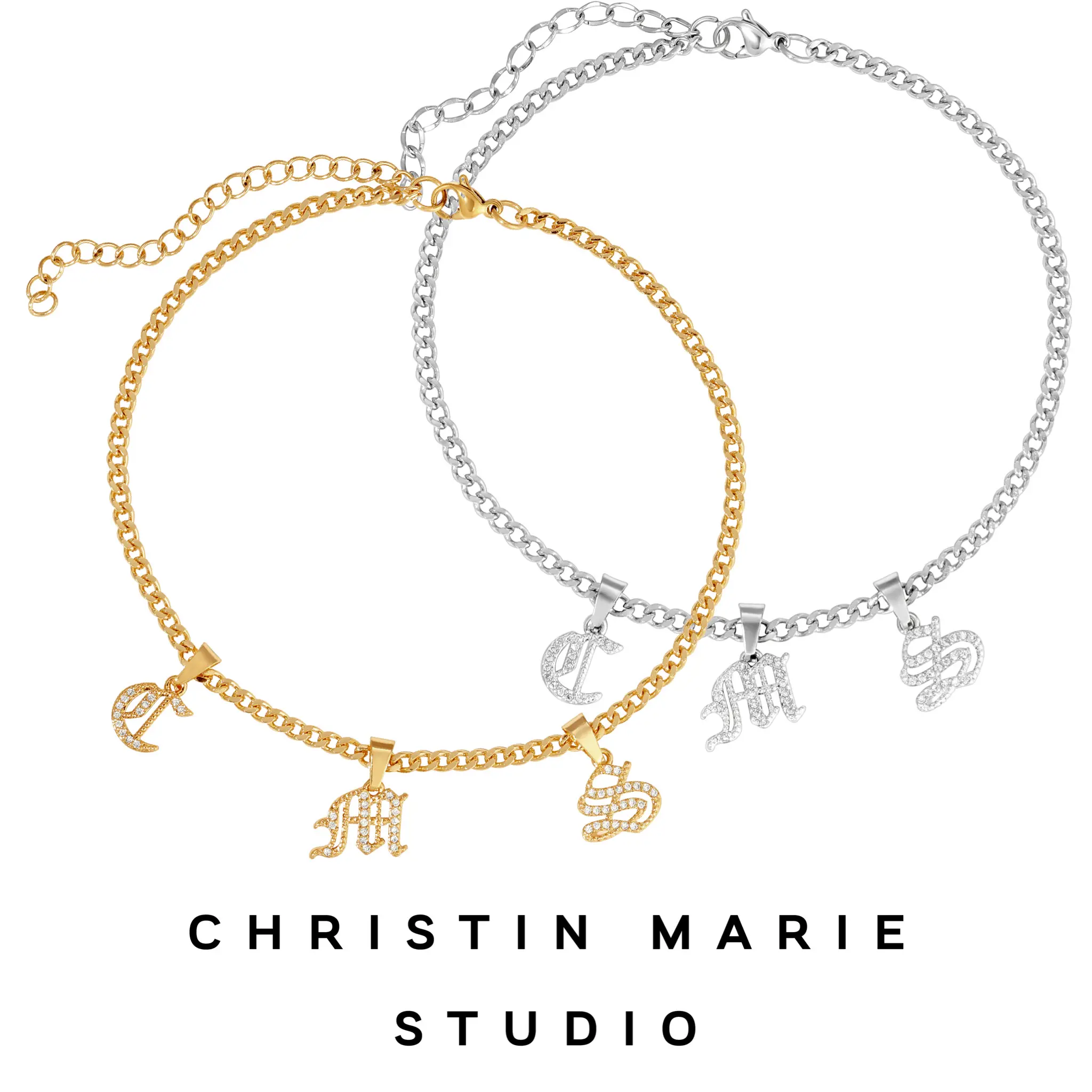 Old English Initial Anklet (Type letter selection in order notes)