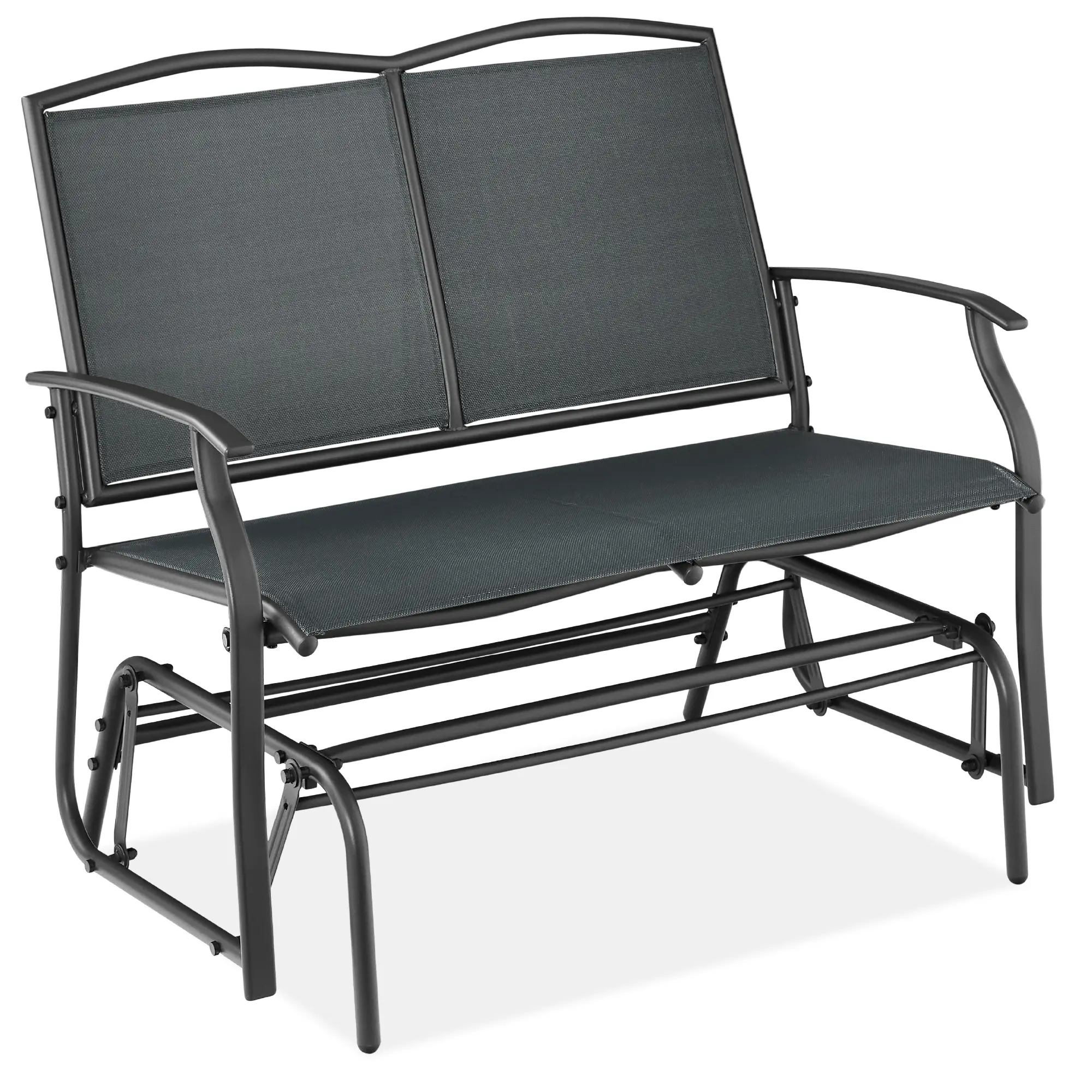 Best Choice Products 2-Person Outdoor Swing Glider, Steel Patio Loveseat, Bench Rocker w/ Armrests