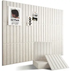 Large Cork Board, 48" X 36" Bulletin Board, 12 Pack Felt Pin Boards Cork Boards for Walls Office  Decor, Classroom with 60 Safe Removable Adhesive Tabs Beige