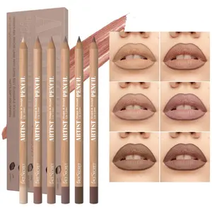 6pcs Nude Brown Lip Liner Makeup Set - Waterproof & Smudge-Proof Matte Pencil, Long-Lasting & Durable, Smooth & Easy Glide, Filling & Layering