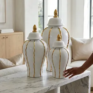 Mason White/Gold Ruffle Ginger Jar (Multiple sizes)
