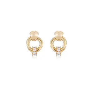 Ettika Mini Barrel Crystal Earrings - Elegant Design with Crystal Accents and Clasp Closure