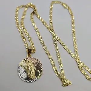 VIRGIN MARY beautiful necklace three colors pendant regular GOLD PLATED chain style 18"inches 24"inches available