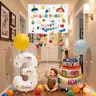 Door-Mounted Plastic Balloon Drop Kit - 5-Inch Party Balloons Decorations, Pull-String, Easy Tape Stick Setup, Sequin Rain Effect, 1 Year Old First Birthday Supplies, Festive Backdrops & Banners, Happy Birthday to Me Styling