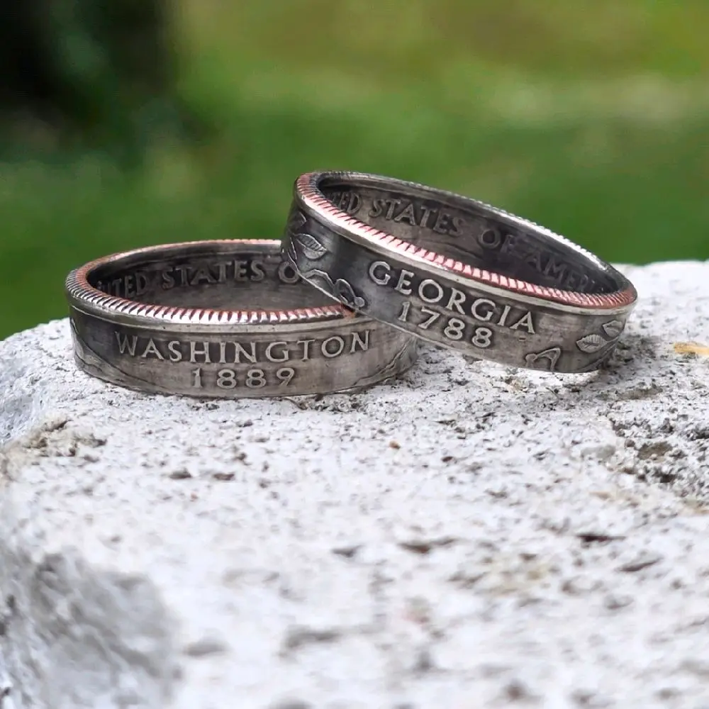 Handmade Rings from U.S. Quarters (Louisiana-Wyoming) - Check my other Listing for (Alabama - Kansas)! For men and women jewelry Vintage Fashion jewelry