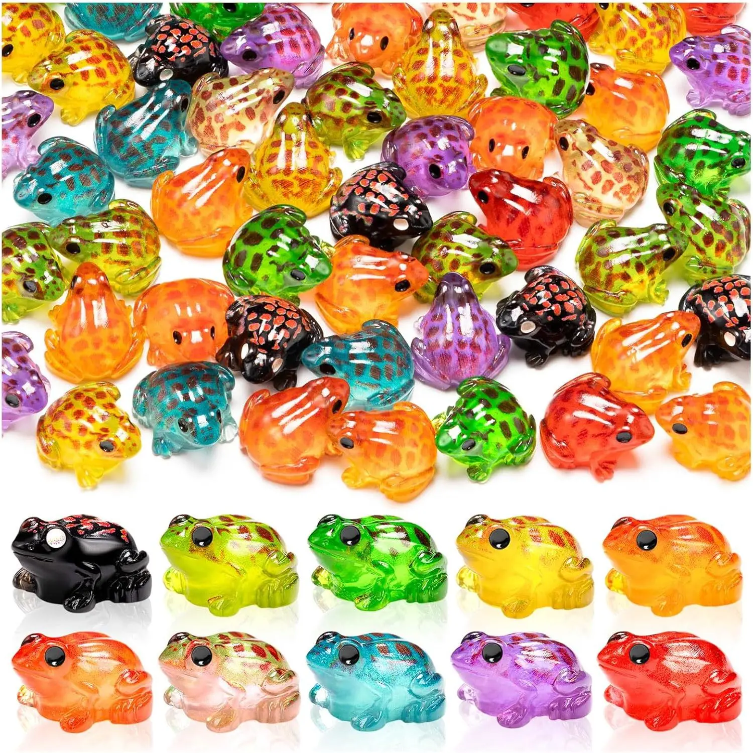40/60/10PCS Luminous Mini Resin Frog Miniature Frog Figurines 10 Colors Tiny Frogs Glow in The Dark for Moss Landscape Garden Dollhouse DIY Terrarium Craft Decor