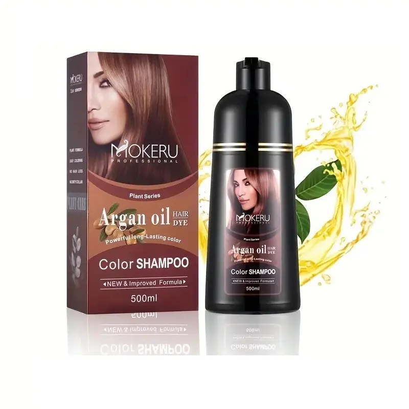 Professional Argan Oil Color Shampoo, Hair Coloring Shampoo 500ML, Magic Coloring Shampoo, Plant Series, Long-Lasting Hair Dye, Daily Use, Contains No Alcohol or Aerosol, Hair Care Products