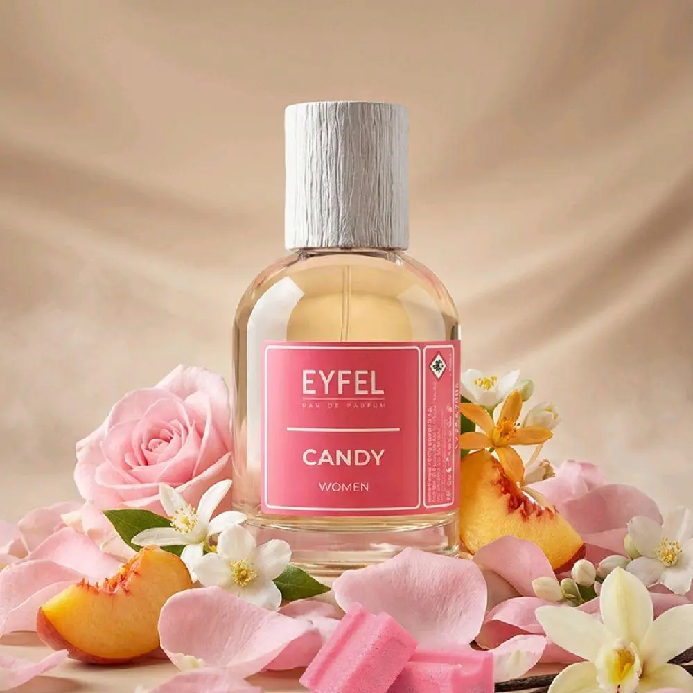 EYFEL Fragrances Candy for Women Eu De Parfum Spray 1.7 FL.OZ | 50ML Bubble Gum, Strawberry, Jasmine, Peach, Vanilla, Caramel, White Musk