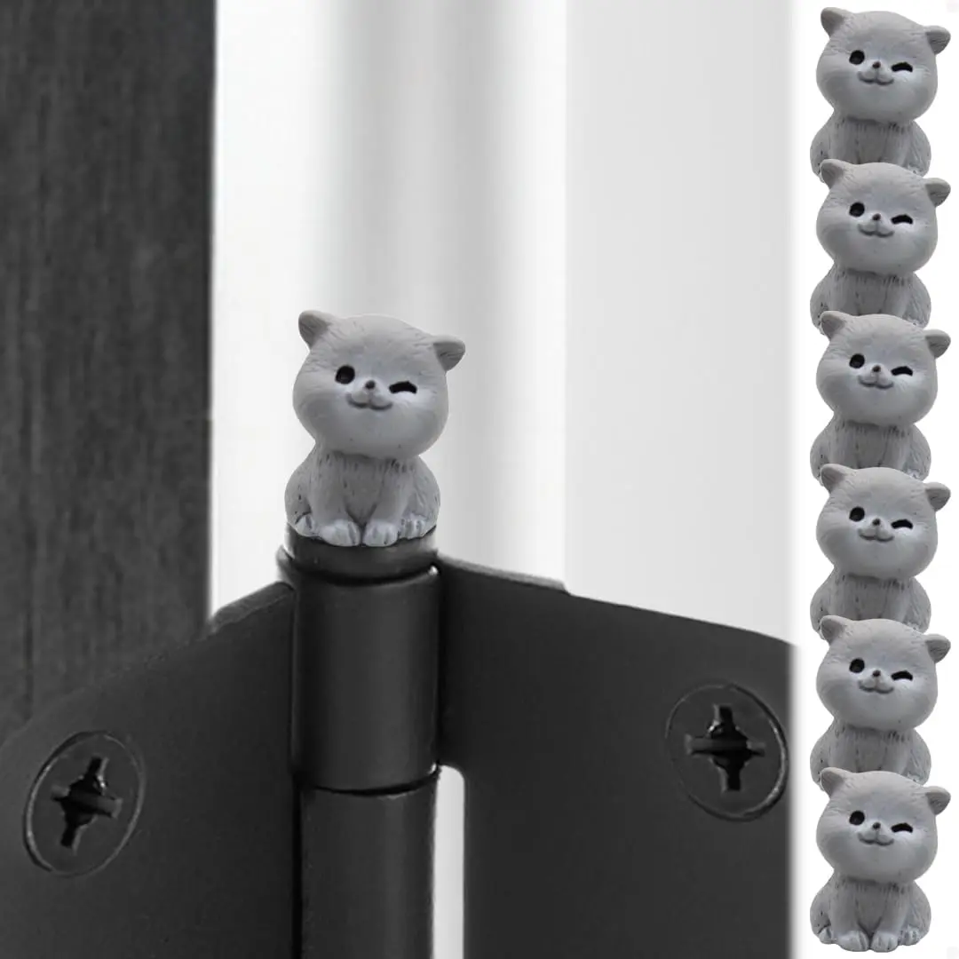 Door Hinge Heads Decorative Topper - Magnetic Head Cat Set of 6 British Shorthair Toppers