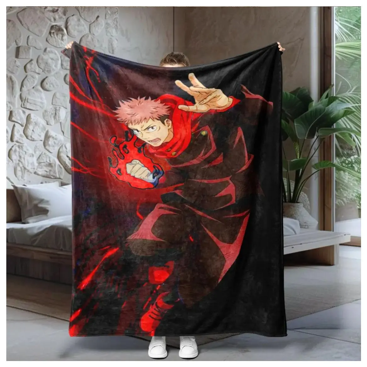 Jujutsu Kaisen Tiger Staff Yuji Battle Exclusive Blanket Soft Flannel Multi-Use Dorm Bedroom Cover Anime Fan High-End Collection Figure Print Blanket Gift Sizes 60x80 30x40 40x50 50x60, Wrinkle Resistant, 50*60 In（Medium）, Multi-Size