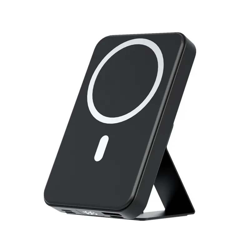 10000mAh Magnetic Wireless Portable Charger with mount, Foldable Power Bank with Type-C Cable LED Display 22.5W Fast Charging Lighting Battery Pack f