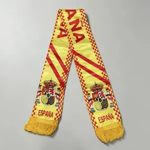 Spanish Fan Scarf, Satin Printed Knitted Scarf, Football Match Cheering Prop, Ideal for Watching Games, Perfect for Parties