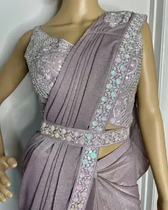 2pc Lavender Embroidered Saree