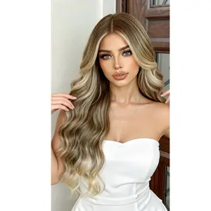 STYLE ICON Glueless Synthetic Wig 360 Lace Frontal Wavy Pre-Plucked Ombre Color 24 Inches Wear and Go Full Flattering Look DANA
