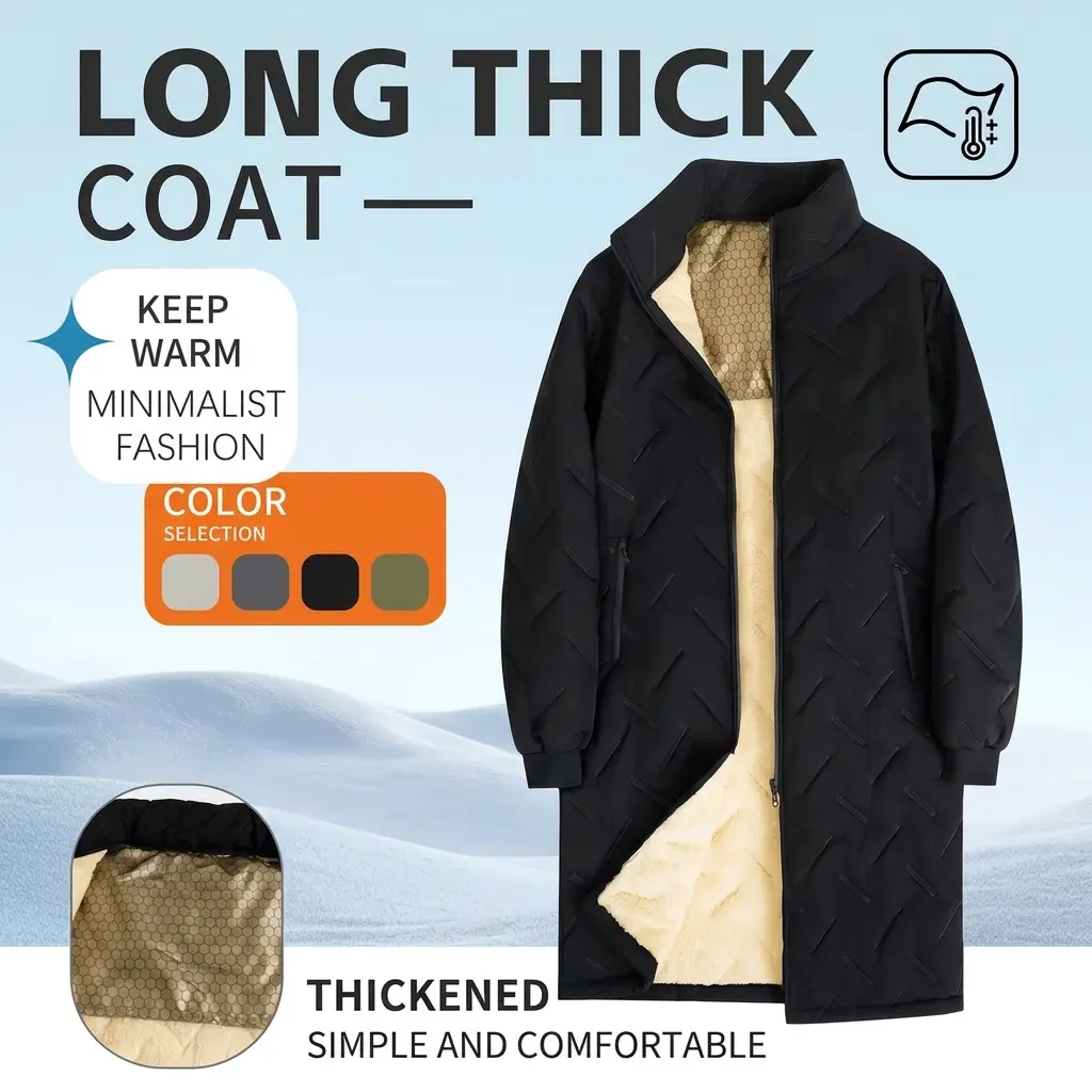 Long Quilted Winter Coats for Men with Fleece Lining for Extra Warmth & Protection against Harsh Cold