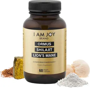 I Am Joy co. Ormus Shilajit Lion's Mane - Ultimate Brain Power! Monoatomic 24k Gold - The Only Blend of Its Kind for Energy, Memory, & Focus - 60 Vegan Capsules in Eco Friendly Glass