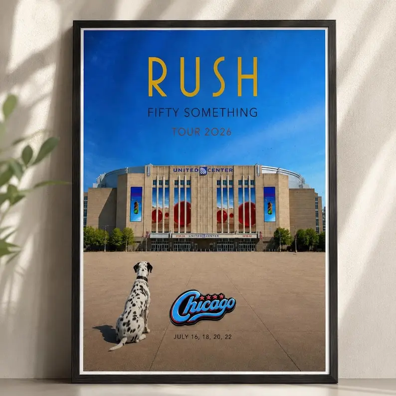 [Unframed] Rush Poster, Fifty Something Tour 2026 Chicago Concert Poster, United Center Wall Art, Rush Band Print, Rock Music Decor, Fan Gift