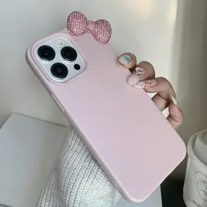 Cute Bowknot Design Phone Screen Protector Case, Anti-drop & Shockproof Smartphone Protection-Cover, Pink Phone Accessories Compatible with iPhone 11 12 13 14 15 16 Series, Devices Shockproof TPU Cover