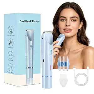Women's Electric Razor, Bikini Trimmer, Dual Head, Waterproof, Showerproof Body Trimmer, Pain-Free, Public Haircut Tool, Model Zb-0236L, Abs Material, 5v Power, Rechargeable Body Trimmer