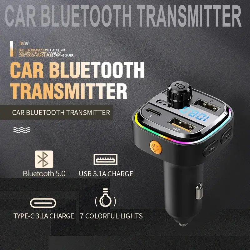Car Electronics C26 Car Charger Quick Phone Charge Cigarette Hands-free Bluetooth-compaitable 5.0 FM Transmitter Lighter Adapter Dual Port scents  from  above  shop pink  freshies armrest  for  car button decoration ring oedro  floor  mats high desktop