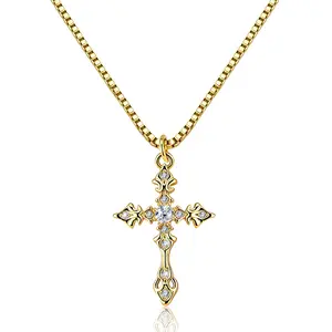 ALEXCRAFT Easter Gifts: 14k Gold Plated Cross Necklace, Faith Necklace, Accessories Women , Hypoallergenic & Minimalist Pendant, Jewelry Gift for Daily Wear & Party Occasions, Perfect for Prayer & Devotion, Faith Jewelry for Women and Girls