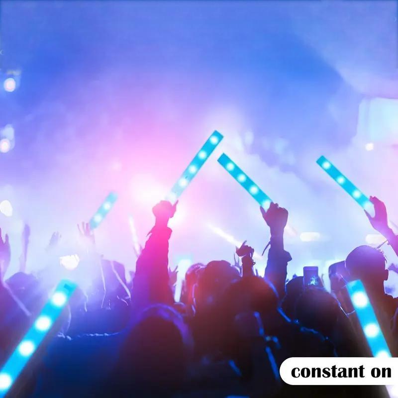 50-Pack LED Foam Sticks, Blue Color Glow Sticks with 3 Flash Modes, Battery-Powered, Non-Rechargeable, High-Reflective Polymer, for Parties, Music Festivals, Graduations, Christmas, New Year, Wedding, Carnival, Camping Party Decoration,  Battery Included