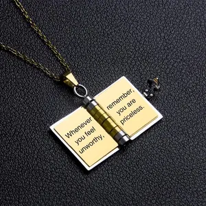 My Incredible Daughter Book Necklace for Daughter,My Little Star Book Necklace,Openable with 6 Pages of Engraved Information,Birthday Day Gift Graduation ,Jewelry of Love,To My Daughter from Mom and Dad