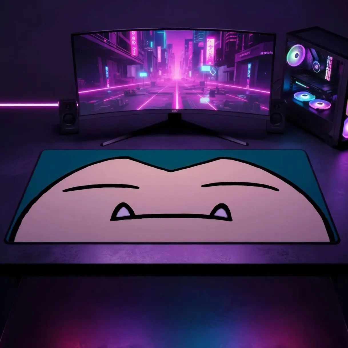 Cute Sleepy Snorlax Monster Mouse Pad, Kawaii Cartoon Desk Mat, Minimalist Gaming Mouse Pad, Cozy Aesthetic XXL Desk Mat, Cute Gamer Gift