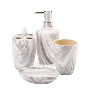 MARBLE PRINTED BATH ACCESSORY SET Ceramic Absorbent Cover Installation