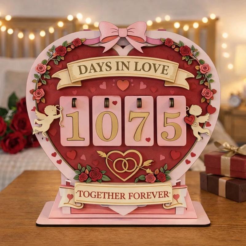 Days In Love Wooden Counter, Personalized Anniversary Gift, Romantic Couple Decor, Wedding Keepsake, Valentine Home Display