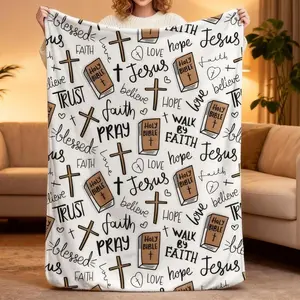 Super Soft Christian Bible Jesus Throw Blanket Premium Fleece Lightweight Cozy Warm Blankets for Bedroom & Living Room Decoration 80x60 Inches Bohemian Gingerbread Cookie native Gryffindor Flouncy Pink Christmas Plush cosy garage guy gift