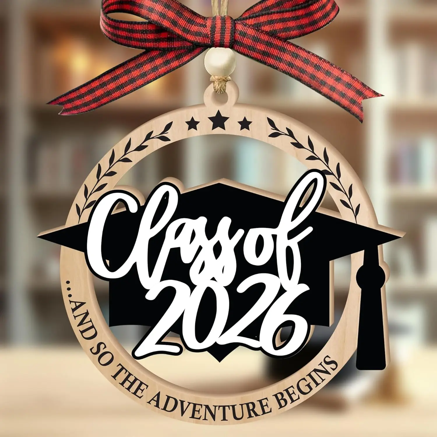 Class of 2026 Ornament, 2-Layer Wooden Graduation Christmas Ornaments, Graduation Gifts for Son, Daughter, College Senior High School, Masters Grad Meaningful Party Decor