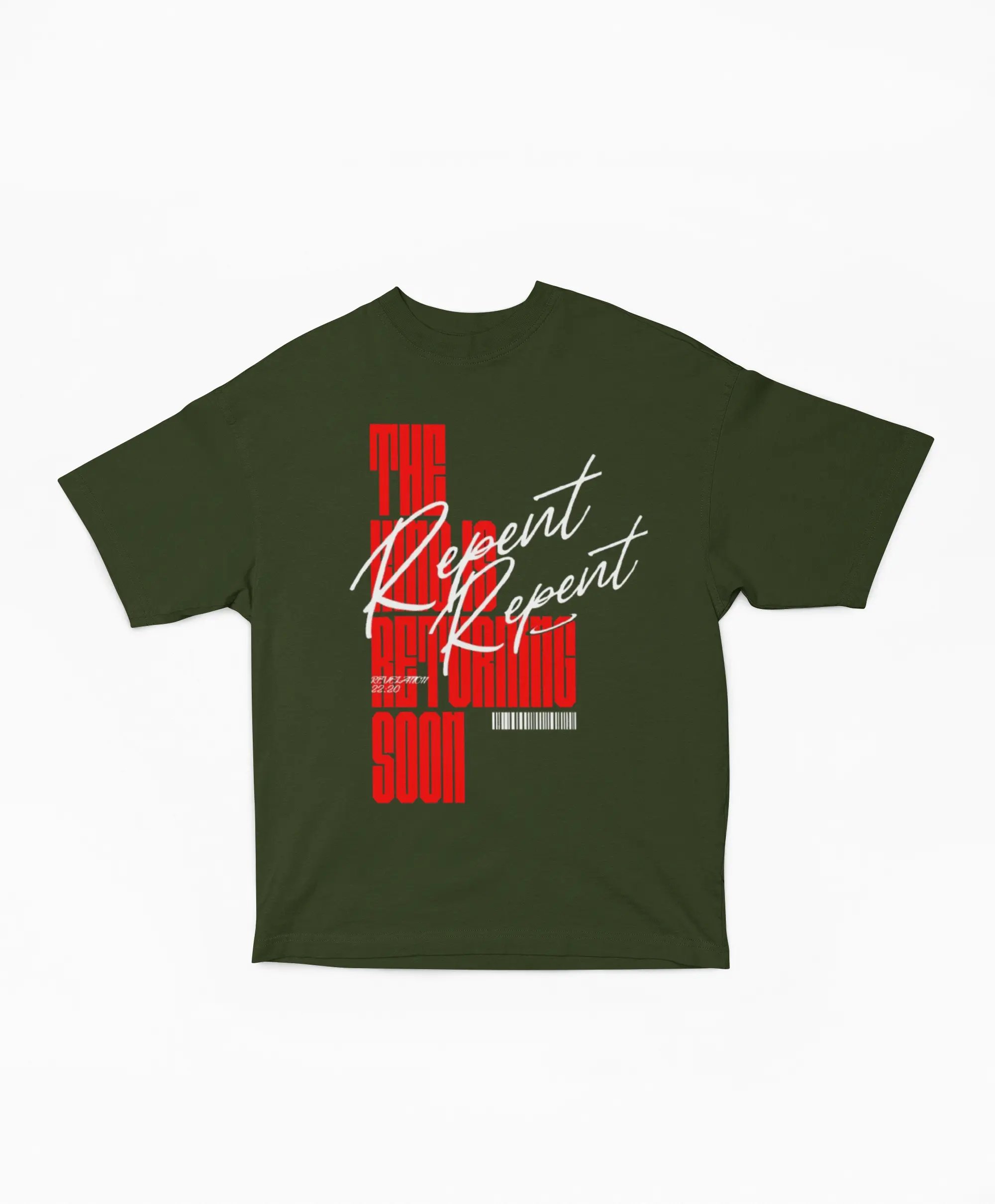 Repent - The King is Coming Soon, Revelation 22:20, Scripture Christian T-Shirt, Oversized Boxy Short Sleeve Shirt