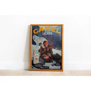 Camel Cigarette Ad - Pleasure to Burn - Digital Art Print - Retro Tobacco Advertisement Poster - Nostalgic Wall Art - Vintage Home Bar Decor POSTER