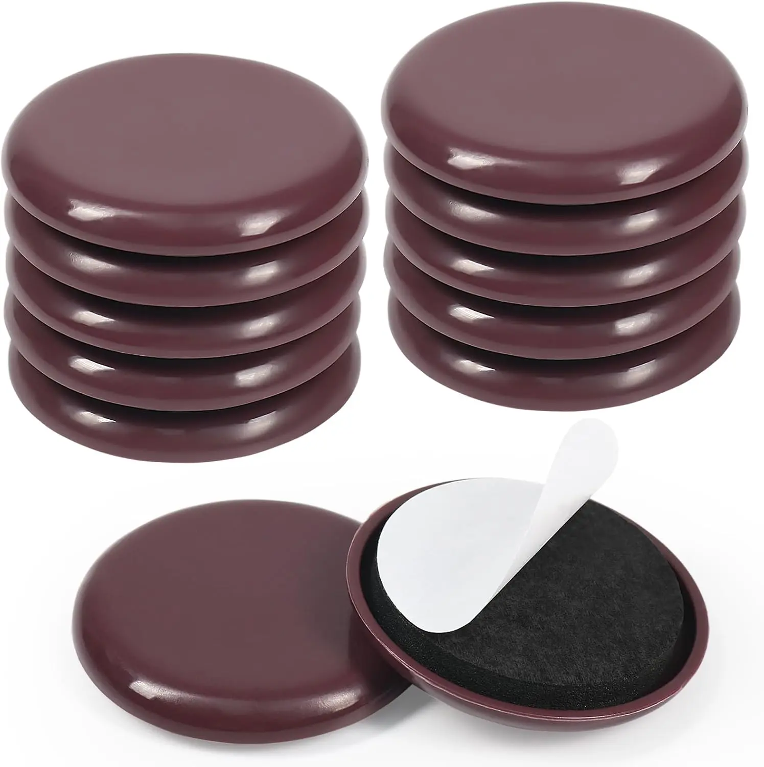 EVA Self-Adhesive Furniture Sliders with Strong Adhesion, 5cm/2in Diameter, 12-Count Durable Plastic Scratch-Proof Glides for Easy Moving on Carpet-Hardwood - Fits Desk, Dining Table, Coffee Table, Chairs