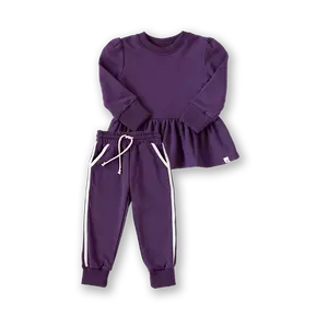 Eggplant Peplum and Track Joggers Set