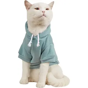 Basic Warm Dog Hoodie Sweatshirt Puppy Sweater Pet Clothes for Chihuahua Kitten Small Medium Dogs Cadet Blue Medium