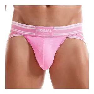 JOCKMAIL Men Jockstrap Thong Mens Bikini Briefs Sexy Gay Underwear Nylon Mesh Hip Lift Mesh Quick Dry Sports Wear Panties