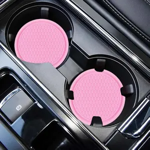Car Cup Coaster 4PCS | Universal Non-Slip Silicone Cup Holder | Pink & Black ,car accessories, car cup coaster, cup holder coaster