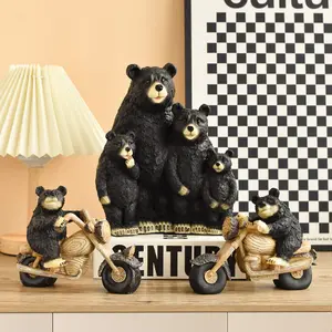 New Black Bear Home Decoration Home Living Room TV Cabinet Entrance Decoration Resin Craft Ornament Cute Collectible Figurines