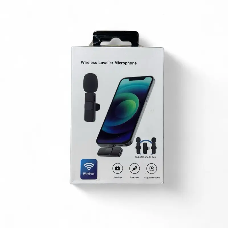 Wireless Lavalier Microphone Portable Mini Clip-On Lapel Mic with Noise Canceling for iPhone iPad