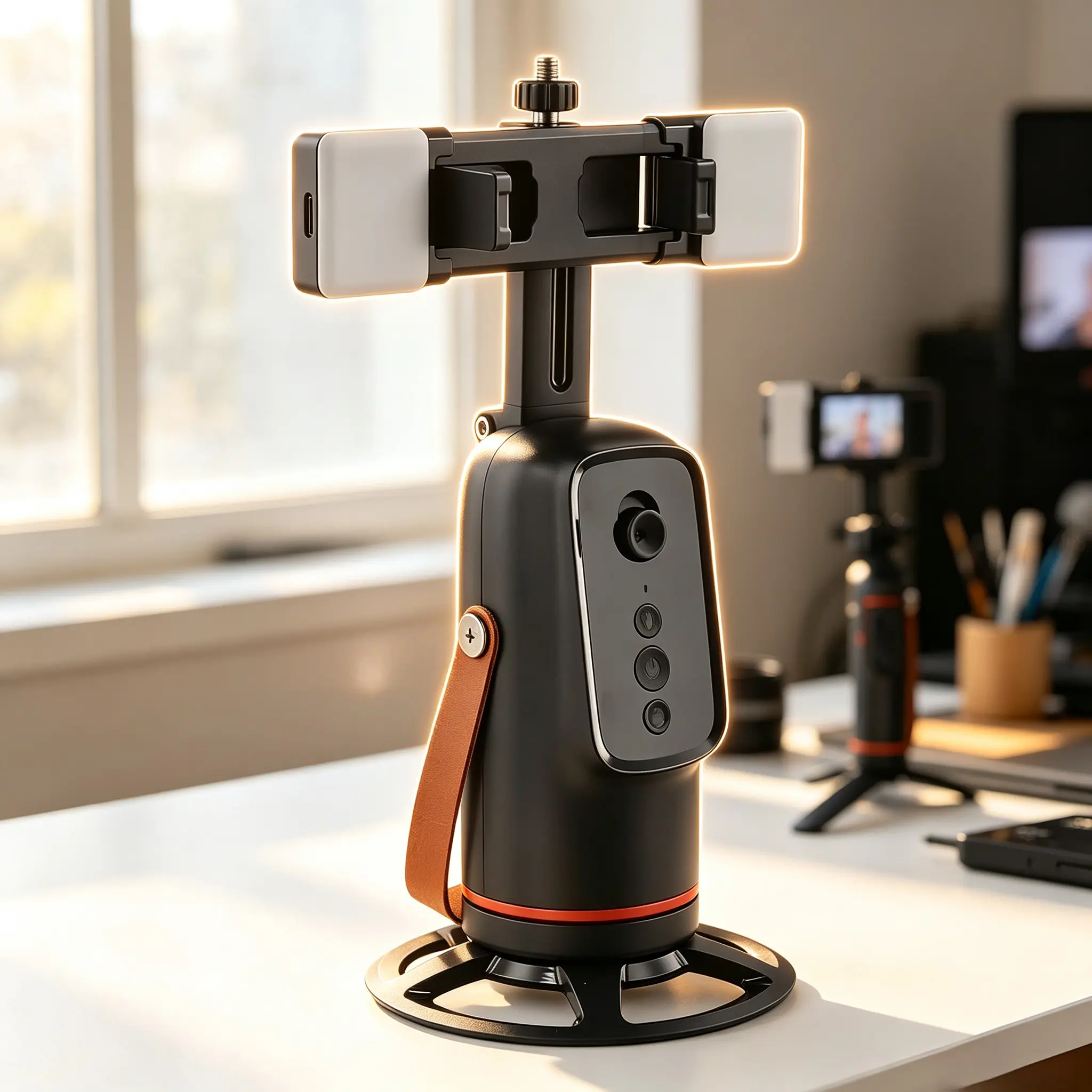 360° AI Auto Face Tracking Tripod Phone Holder - No-App Rechargeable Bluetooth Mount, Wireless Remote, Stabilizer & Support for iPhone, Android, Phone Videography, Content Creation,techvibes