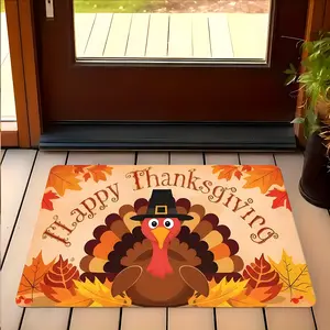 Thanksgiving Turkey Design Doormat, Festive Entrance Rug, High-end Design Highly Absorbent Floor Mats, Anti-slip Quick drying Soft Carpets, Suitable for Multi-scenario, Indoor Outdoor Entrance Carpet Home Decor, Gifts for Family and Friends Christmas