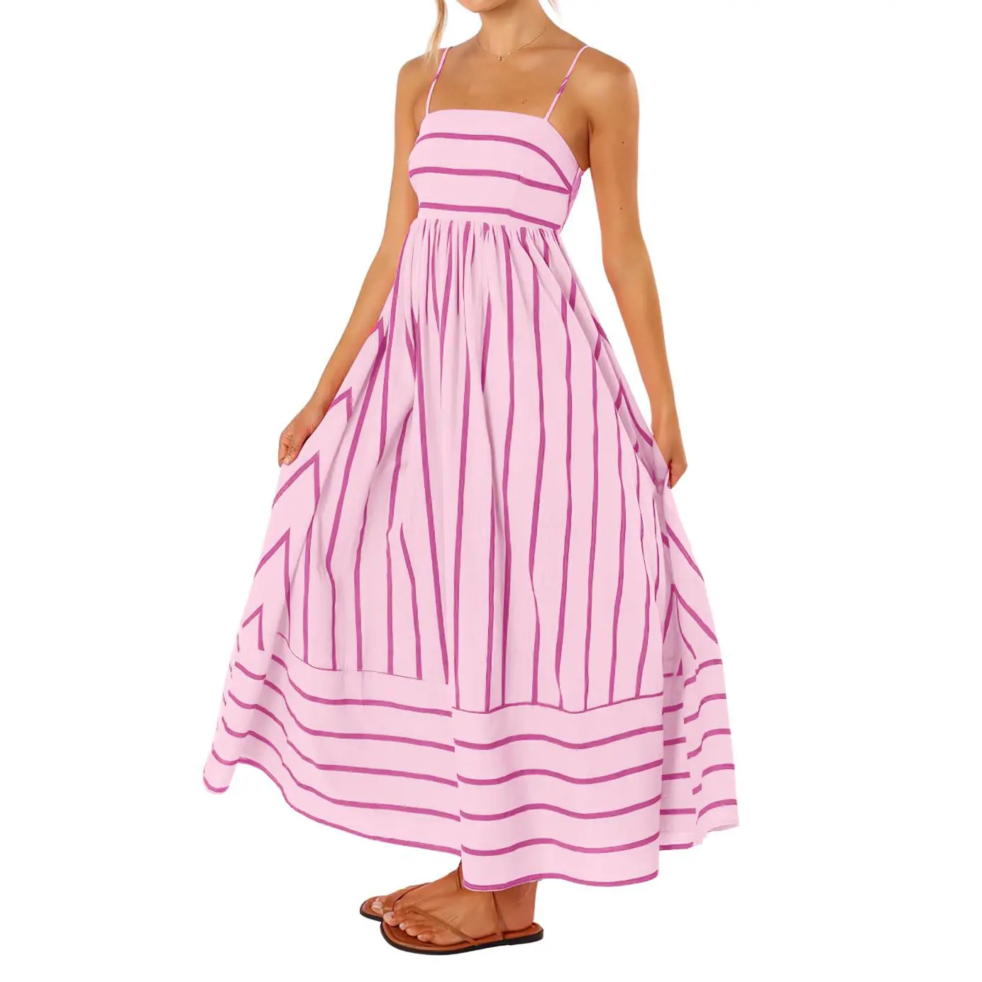 Women's Striped Back Smocked Spaghetti Strap Maxi Dress - Printed, Fashionable, Lightweight Premium Fabric, Adjustable Elastic Smocking, Sexy Cutout, Flowy Swing, Pockets, Beach Wear, Evening Casual Vintage Womenswear - TikTok Shop Women's Striped Back Smocked Spaghetti Strap Maxi Dress - Printed, Fashionable, Lightweight Premium Fabric, Adjustable Elastic Smocking, Sexy Cutout, Flowy Swing, Pockets, Beach Wear, Evening Casual Vintage Womenswear - TikTok Shop